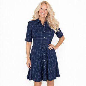 Oxford Navy Plaid Dress | Meemoza